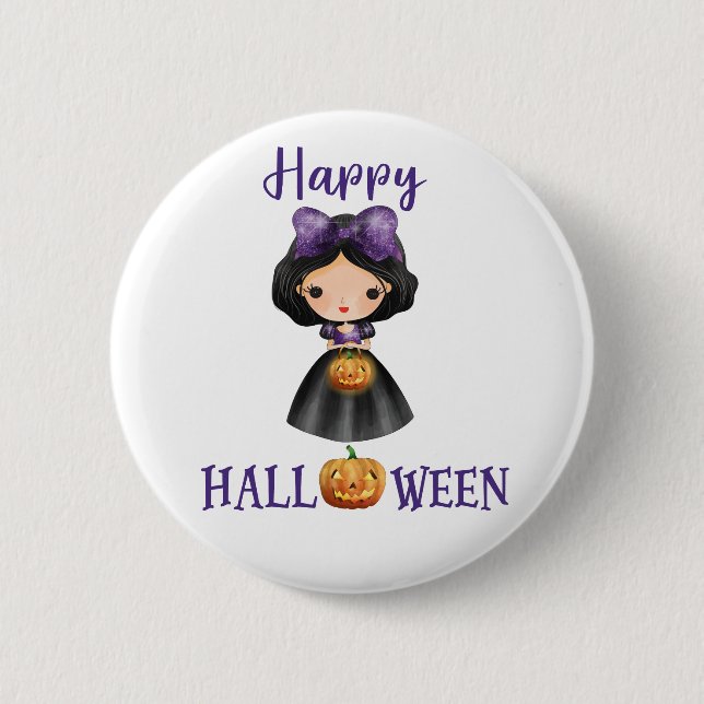 Happy Halloween button Girl Spooky princess button (Front)