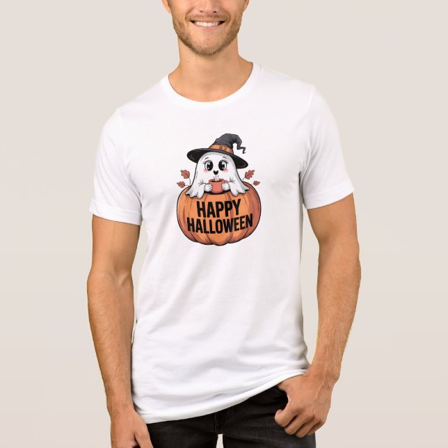 Happy Halloween Caffeine Ghost Tri-Blend Shirt (Front)