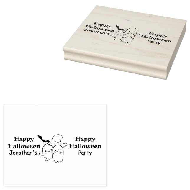 Happy Halloween Can Personalise Rubber Stamp (Stamped)
