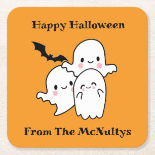 Happy Halloween Can Personalise Square Paper Coaster
