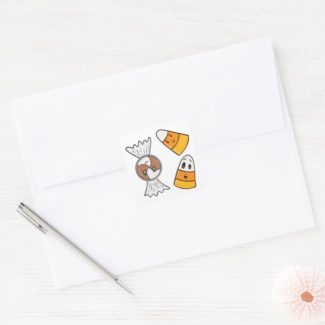 Happy Halloween Candies Square Sticker (Envelope)