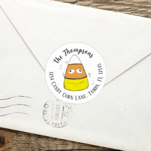 Happy Halloween Candy Corn Cute Whimsical Classic Round Sticker