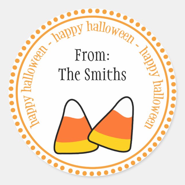 Happy Halloween Candy Corn Dot Circle Labels (Front)