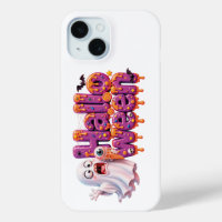 Happy Halloween Candy Drip Text With Cute Bats And