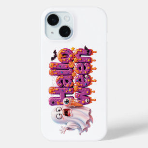 Happy Halloween Candy Drip Text With Cute Bats And iPhone 15 Case