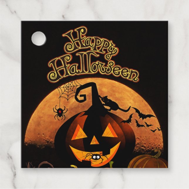 Happy Halloween Carved Pumpkin Favour Tags (Front)