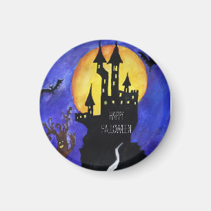 Happy Halloween Castle  Small, 3.2 Cm Round Magnet
