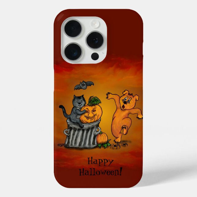 Happy Halloween! Cat Bat Dog and Spider Case-Mate iPhone Case (Back)