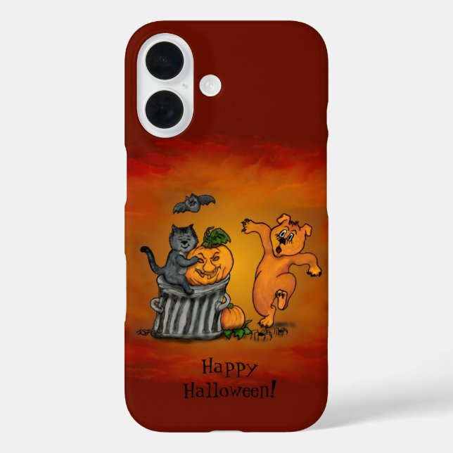 Happy Halloween! Cat Bat Dog and Spider Case-Mate iPhone Case (Back)
