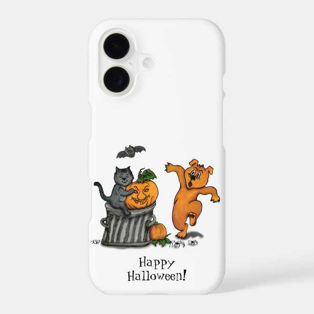 Happy Halloween! Cat Bat Dog and Spider iPhone Case (Back)