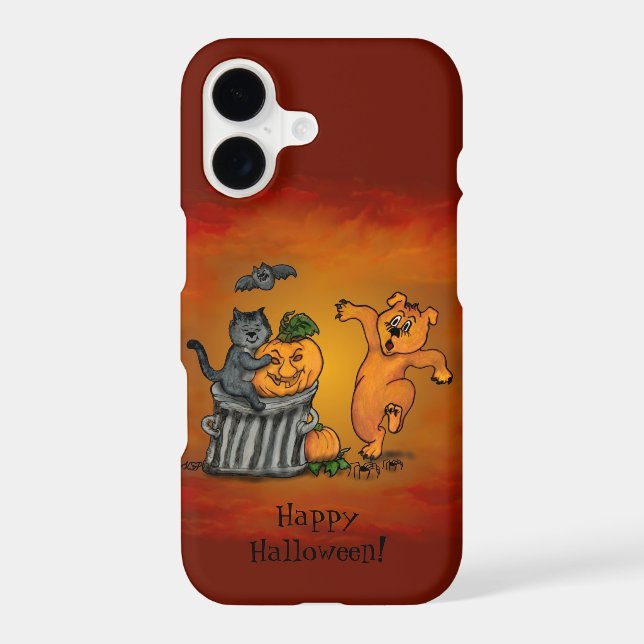 Happy Halloween! Cat Bat Dog and Spider iPhone Case (Back)