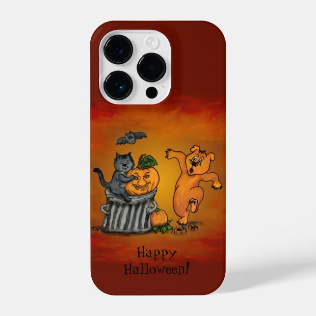 Happy Halloween! Cat Bat Dog and Spider iPhone Case (Back)
