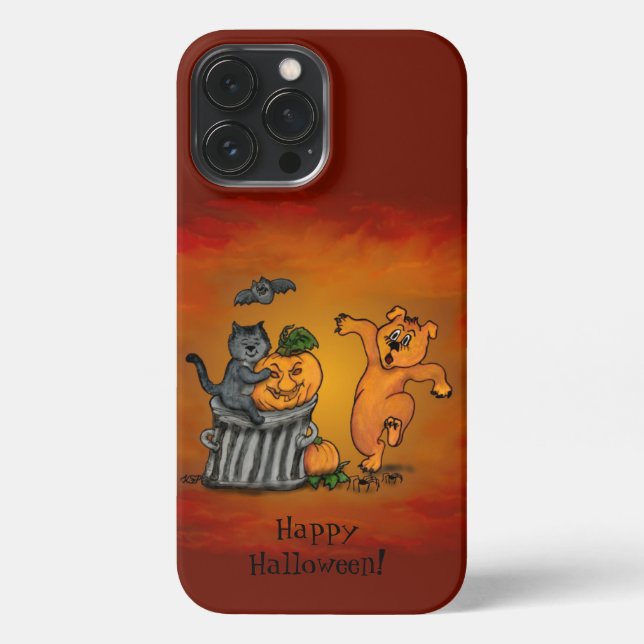 Happy Halloween! Cat Bat Dog and Spider iPhone Case (Back)