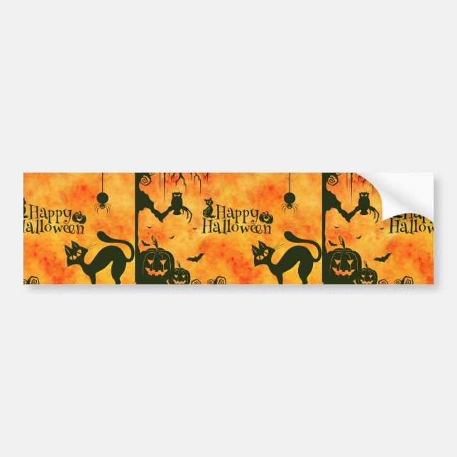 happy halloween cat bumper sticker (Front)