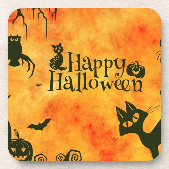 happy halloween cat coaster (Front)