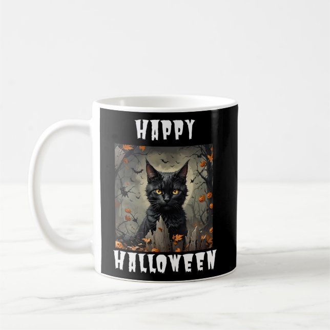Happy Halloween Cat Coffee Mug (Left)
