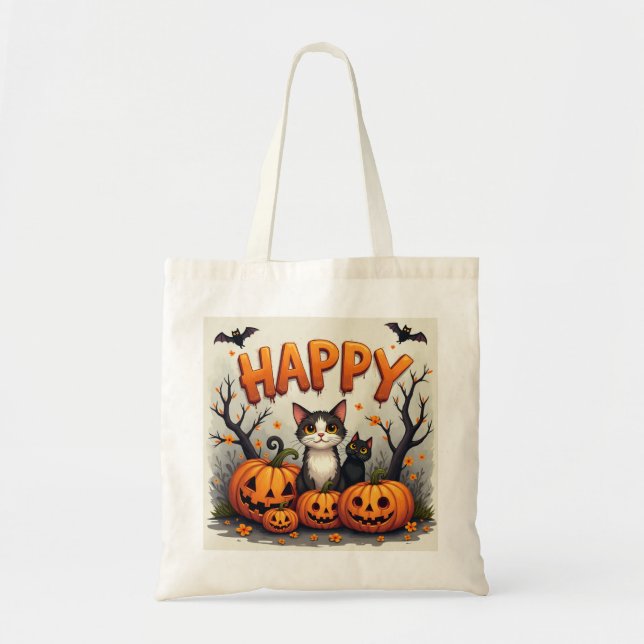 Happy Halloween cat eco bag (Front)