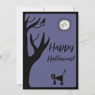 Happy Halloween Cat Flat Greeting Card Download