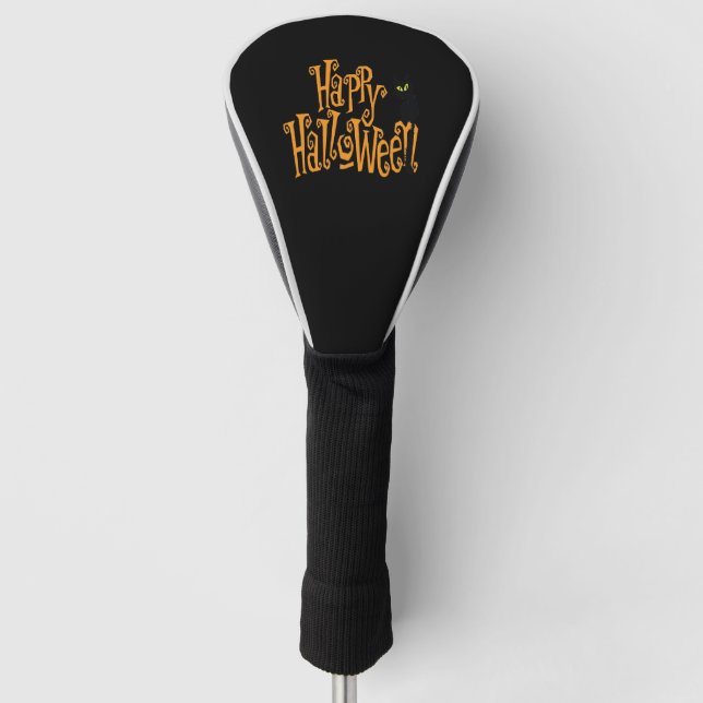 HAPPY HALLOWEEN CAT GOLF HEAD COVER (Front)