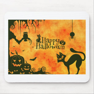 happy halloween cat mouse pad
