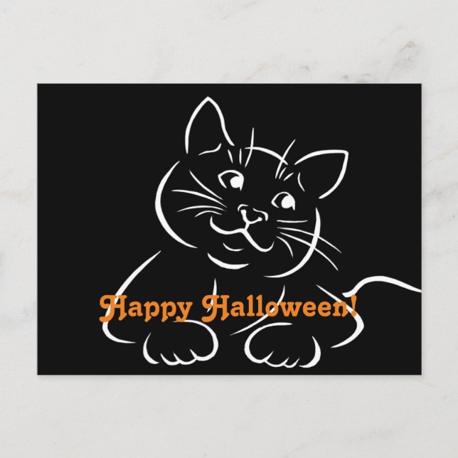 Happy Halloween Cat Postcard (Front)