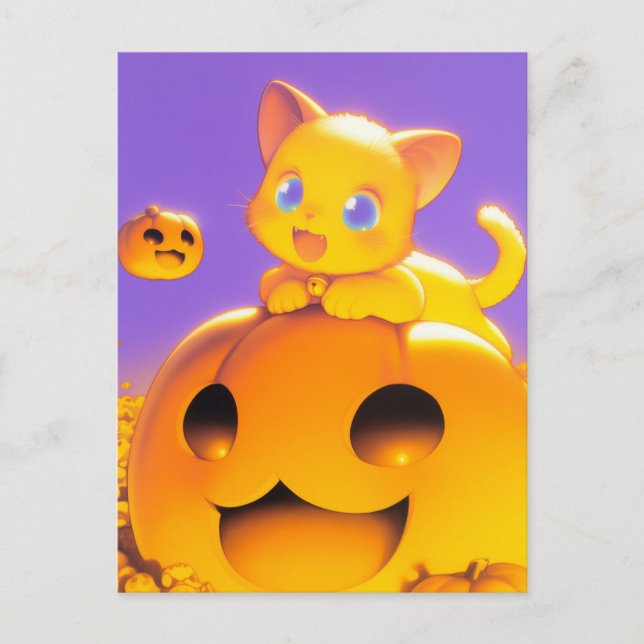 Happy Halloween Cat Postcard (Front)