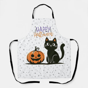 Happy Halloween cat & pumpkin Apron