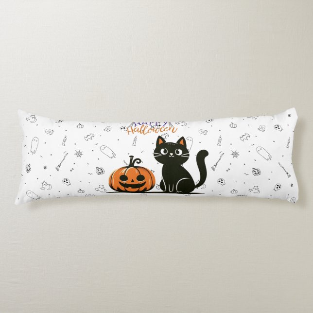 Happy Halloween cat & pumpkin Body Cushion (Front)
