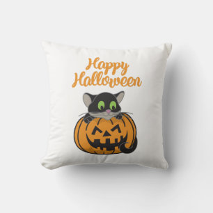 Happy Halloween Cat Pumpkin Cushion