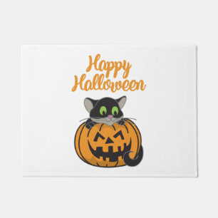 Happy Halloween Cat Pumpkin Doormat