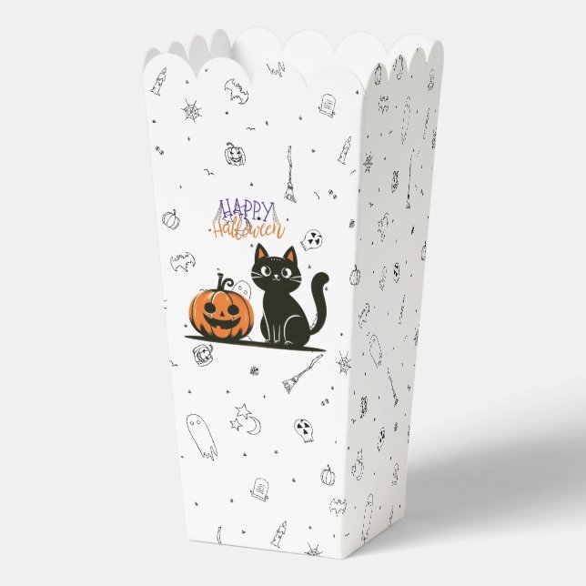 Happy Halloween cat & pumpkin Favour Box (Back)
