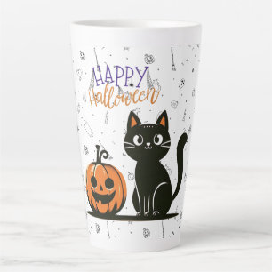 Happy Halloween cat & pumpkin Latte Mug