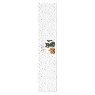 Happy Halloween cat & pumpkin Short Table Runner