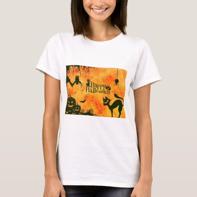happy halloween cat T-Shirt (Front)