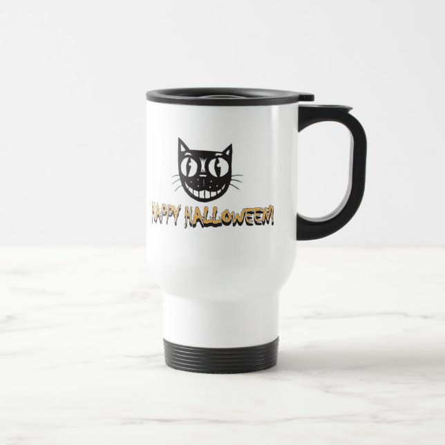 Happy Halloween Cat Travel Mug (Right)