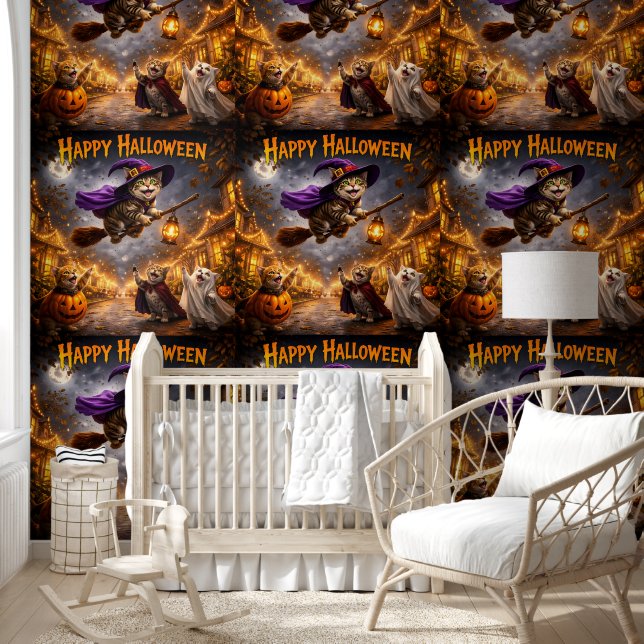 Happy Halloween cat wallpaper home decor (Kids)