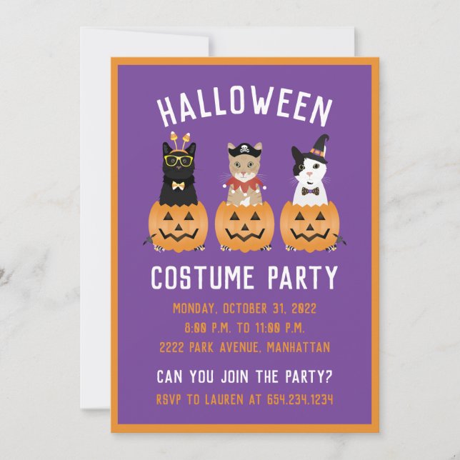 Happy Halloween Cats Jack O Lantern Invitation (Front)