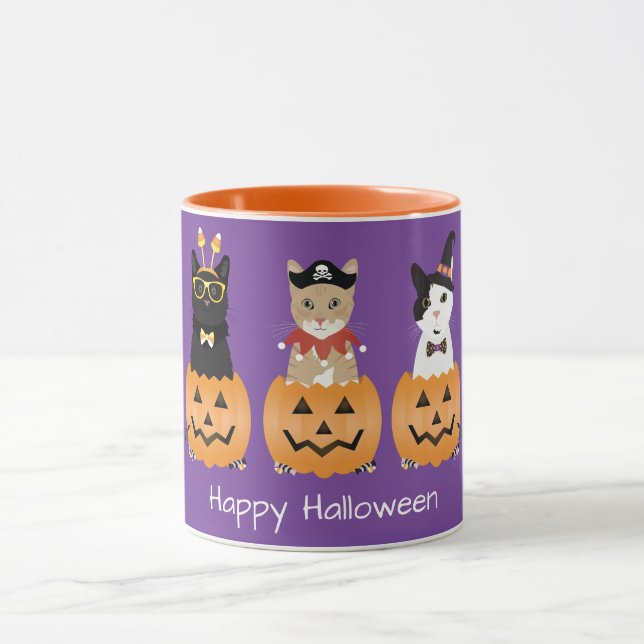 Happy Halloween Cats Jack O Lantern Mug (Center)