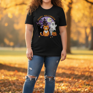 Happy Halloween Cats-Spooky Cute Feline Party Tee