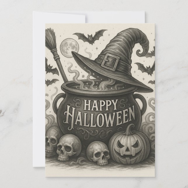 Happy Halloween Cauldron Invitation (Front)