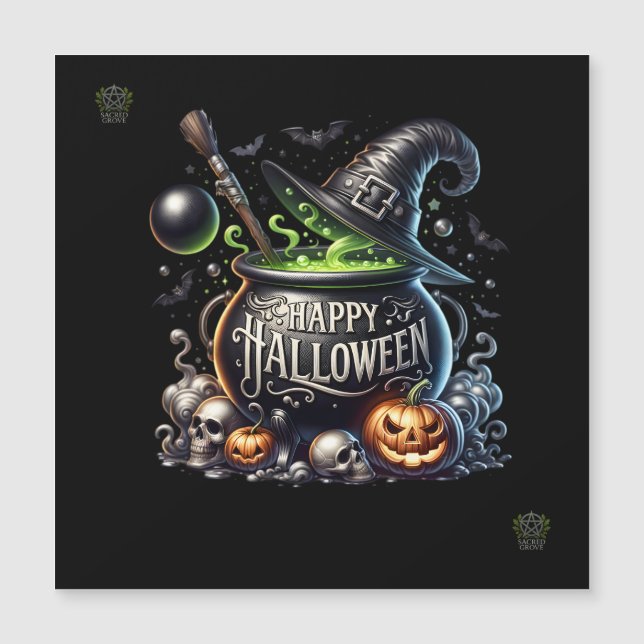 Happy Halloween Cauldron Magnetic Invitation (Front)