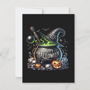 Happy Halloween Cauldron Postcard Invitation Card