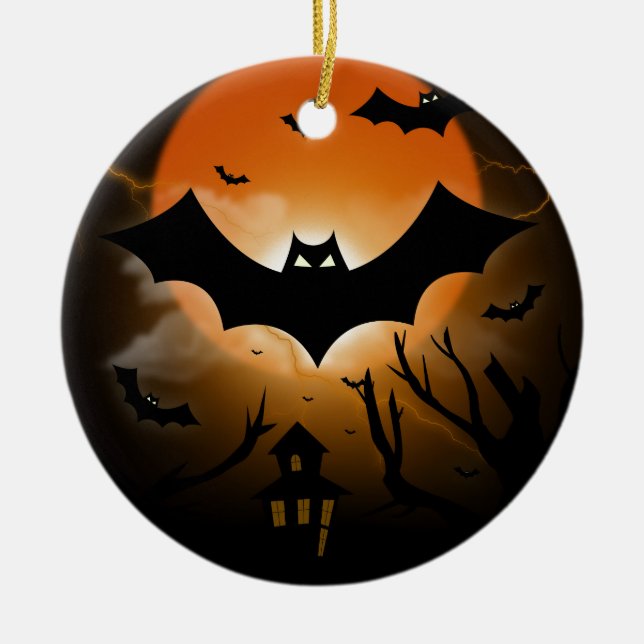 Happy Halloween Ceramic Tree Decoration (Front)