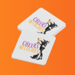 Happy Halloween Cheers Witches Party Square Paper Coaster<br><div class="desc">This design was created through digital art. It may be personalised by clicking the customise button and changing the colour, adding a name, initials or your favourite words. Contact me at colorflowcreations@gmail.com if you with to have this design on another product. Purchase my original abstract acrylic painting for sale at...</div>