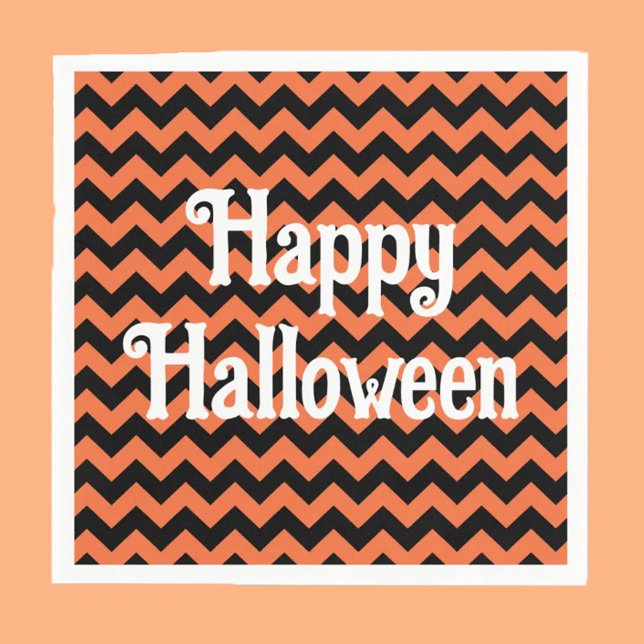 Happy Halloween chevron stripe kids party Napkin (Creator Uploaded)