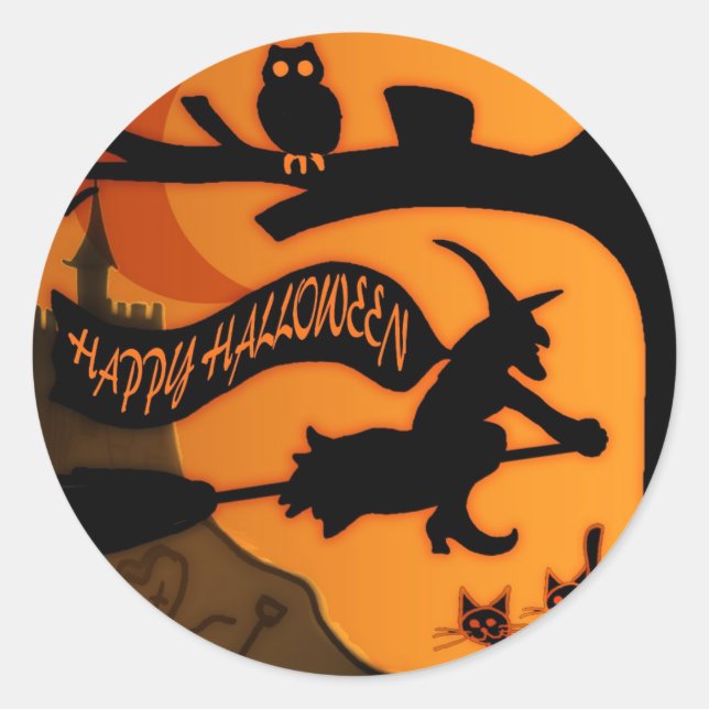 Happy Halloween Classic Round Sticker (Front)