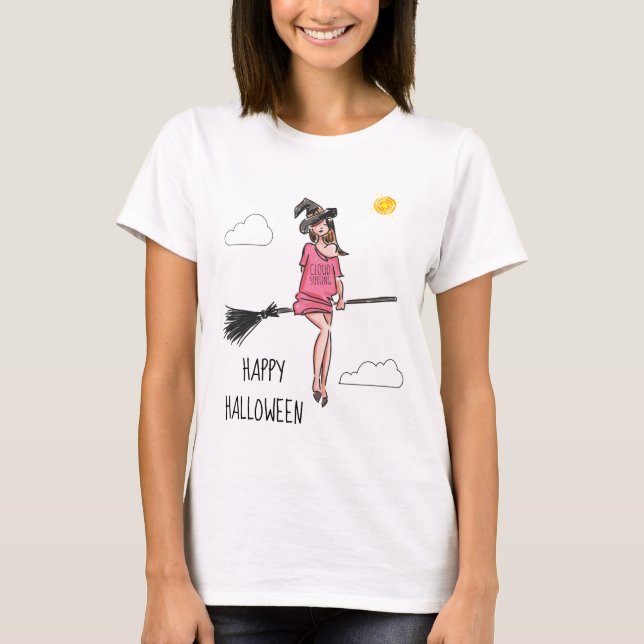Happy Halloween Cloud Surfing funny customisable T-Shirt (Front)