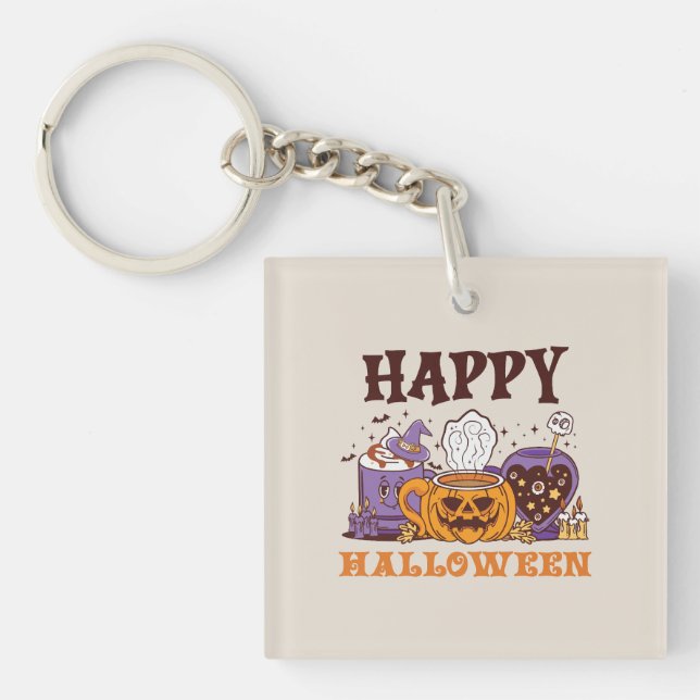 Happy Halloween Coffee Brew Key Ring (Front)