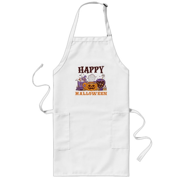 Happy Halloween Coffee Brew Long Apron (Front)