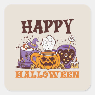 Happy Halloween Coffee Brew Square Sticker
